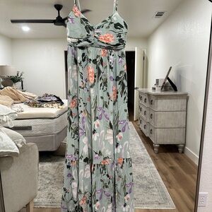 Abercrombie & Fitch Floral Maxi Dress in Green and Orange
